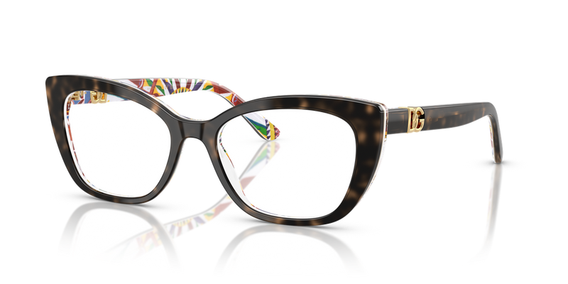 Dolce & Gabbana DG3398 in Havana On White Barrow / Demo Lens (3217) - Alternate View