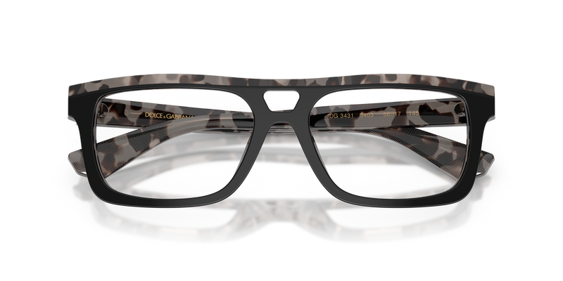 Dolce & Gabbana DG3431 in Black On Grey Havana / Demo Lens (3403) - Side View