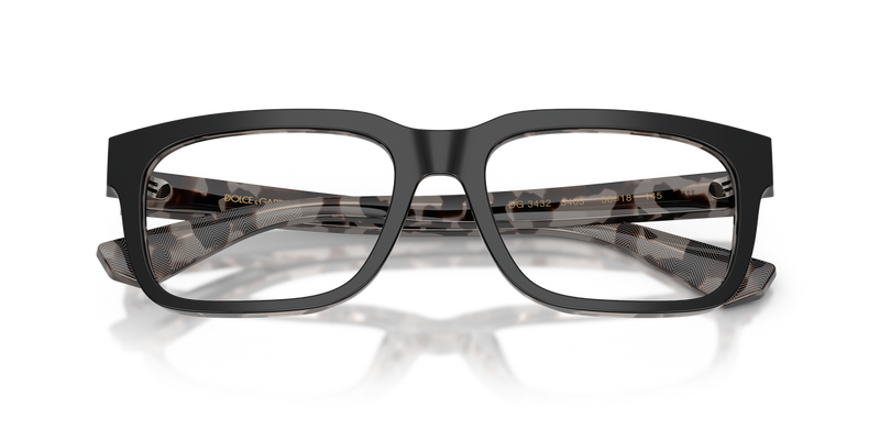 Dolce & Gabbana DG3432 in Black On Grey Havana / Demo Lens (3403) - Side View