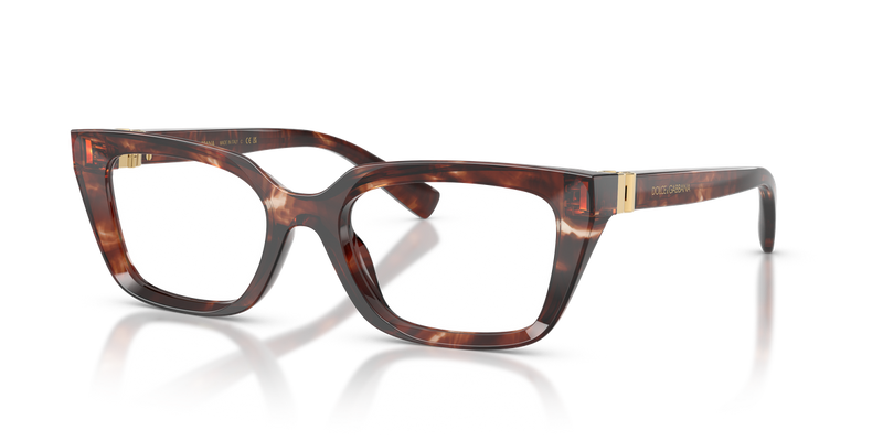Dolce & Gabbana DG3436 in Dark Red Havana / Demo Lens (3222) - Front View