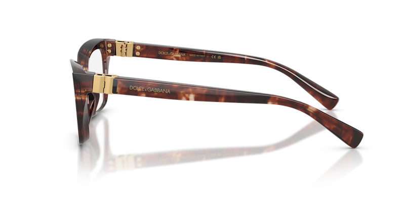 Dolce & Gabbana DG3436 in Dark Red Havana / Demo Lens (3222) - Back View