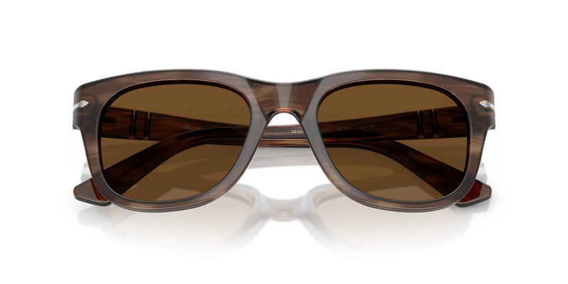 Persol PO3372S in Striped Brown / Polarized Brown (120857) - Side View