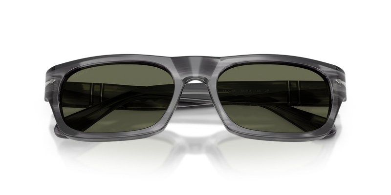 Persol PO3398S in Striped Grey / Green Polarized (119258) - Side View