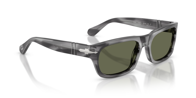 Persol PO3398S in Striped Grey / Green Polarized (119258) - Alternate View