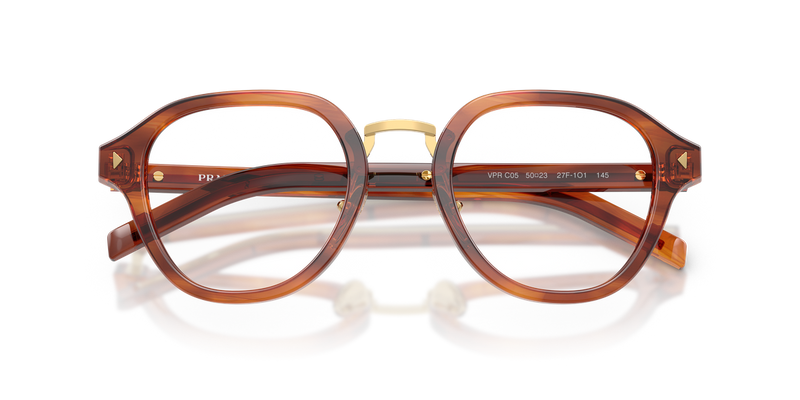 Prada PR C05V in Striped Cognac / Demo Lens (27F1O1) - Alternate View