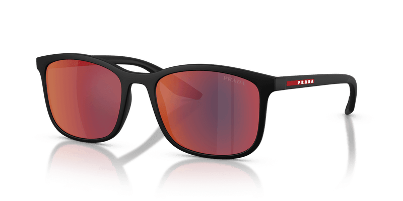 Prada Linea Rossa PS A08S in Matte Black / Dark Grey Mirror Blue/Red (1BO08F) - Alternate View