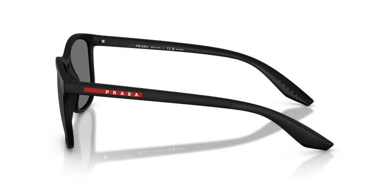 Prada Linea Rossa PS A08S in Rubbered Black / Dark Grey Polarized (DG002G) - Temple Detail