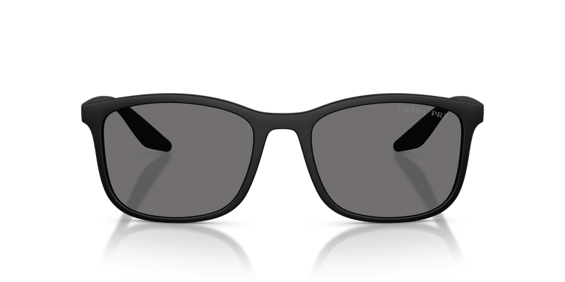Prada Linea Rossa PS A08S in Rubbered Black / Dark Grey Polarized (DG002G) - Back View