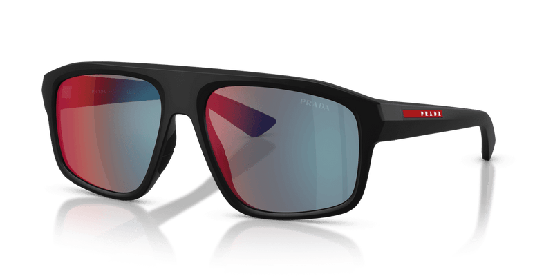 Prada Linea Rossa PS B02S in Matte Black / Dark Grey Mirror Blue/Red (1BO08F) - Alternate View