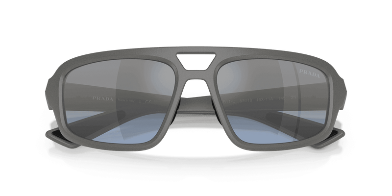 Prada Linea Rossa PS B11SU in Metal Grey / Light Blue Mirror Silver Gradient (16X11A) - Side View