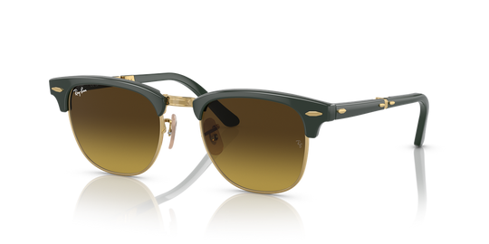 Ray-Ban CLUBMASTER FOLDING - Green On Gold / Brown (136885)