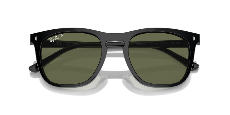 Ray-Ban RB2210 in Black / Green Polarized (901/58) - Alternate View