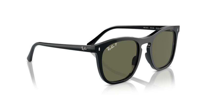 Ray-Ban RB2210 in Black / Green Polarized (901/58) - Alternate View