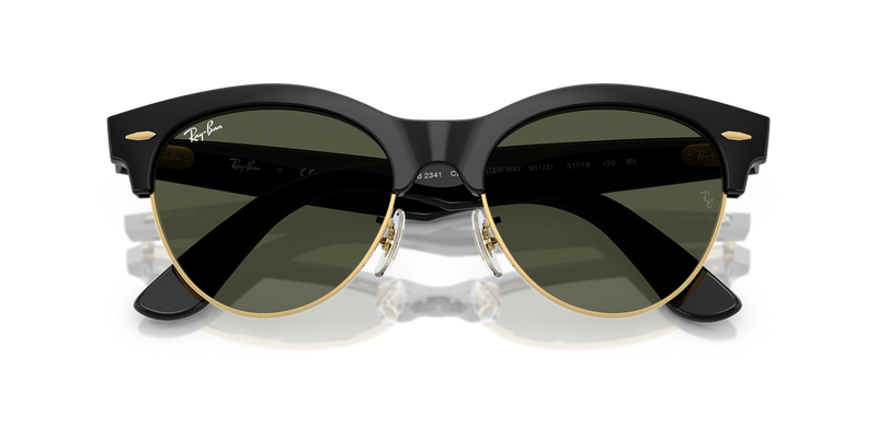 Ray-Ban CLUBMASTER WAY in Black On Gold / Green (901/31) - Alternate View