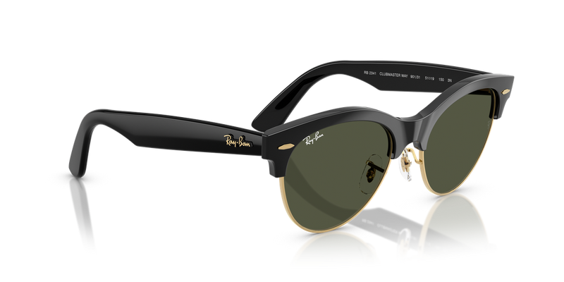 Ray-Ban CLUBMASTER WAY in Black On Gold / Green (901/31) - Alternate View