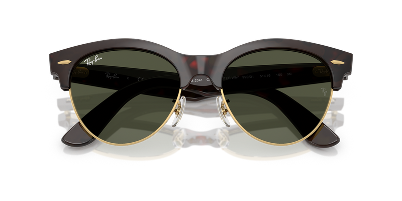 Ray-Ban CLUBMASTER WAY in Red Havana On Gold / Green (990/31) - Alternate View