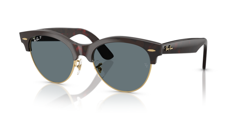 Ray-Ban CLUBMASTER WAY in Red Havana On Gold / Dark Blue Polarized (990/3R) - Alternate View