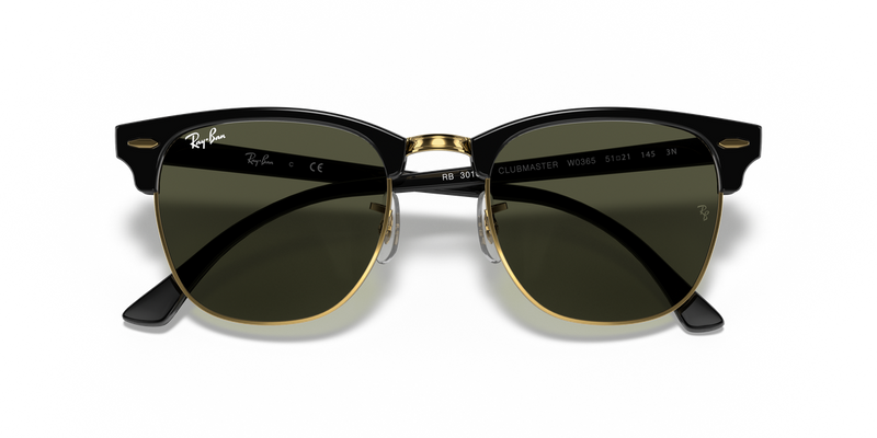 Ray-Ban CLUBMASTER in Black On Gold - Alternate View