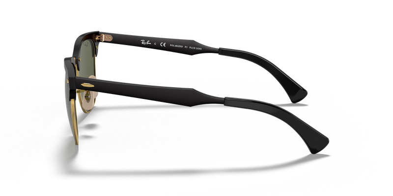 Ray-Ban CLUBMASTER ALUMINUM in Black On Gold / G-15 Green Polarized (136/N5) - Back View