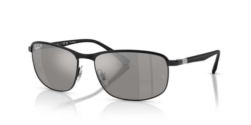 Ray-Ban RB3671CH in Black On Black / Mirror Silver Polarized+ (186/5J) - Front View