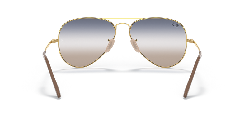 Ray-Ban AVIATOR METAL II in Arista Gold / Blue/Brown Gradient (001/GD) - Temple Detail