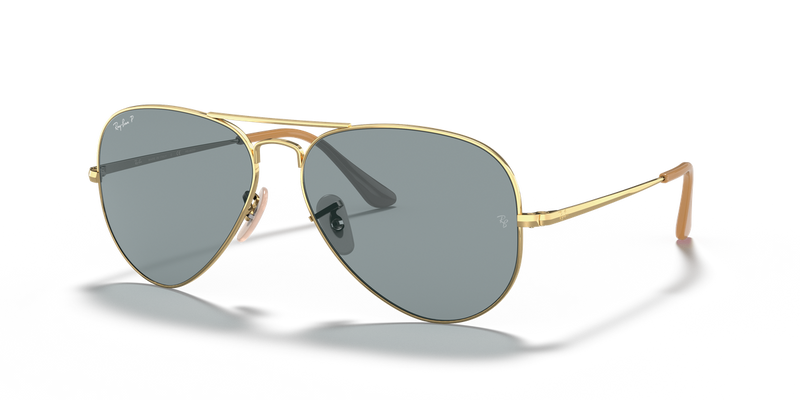 Ray-Ban AVIATOR METAL II in Arista Gold / Light Blue Polarized (9064S2) - Alternate View