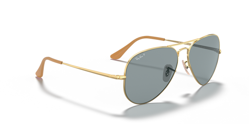 Ray-Ban AVIATOR METAL II in Arista Gold / Light Blue Polarized (9064S2) - Alternate View