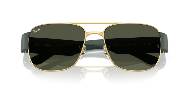Ray-Ban RB3756 in Gold / Green (001/31) - Side View