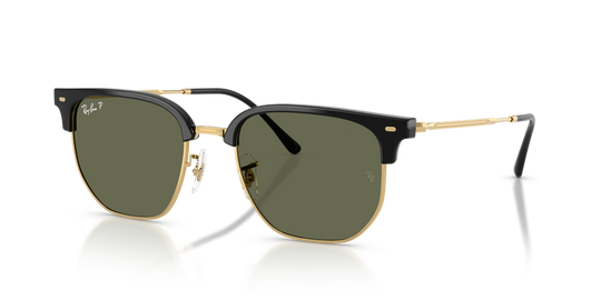 Ray-Ban NEW CLUBMASTER - Black On Arista / Polarized Green (601/58)