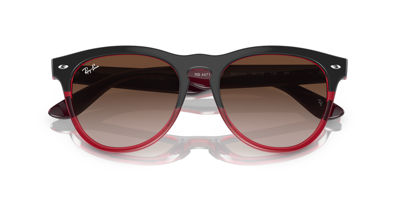 Ray-Ban IRIS in Grey On Transparent Red - Side View