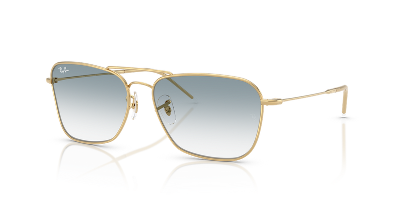 Ray-Ban CARAVAN REVERSE in Arista Gold / Clear Gradient Blue (001/79) - Front View