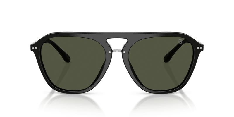 Ralph Lauren THE HUGH in Shiny Black / Green (500131) - Temple Detail