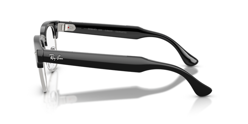 Ray-Ban Meta Audio Clubmaster Optics in Black on Silver (2000) - Side View