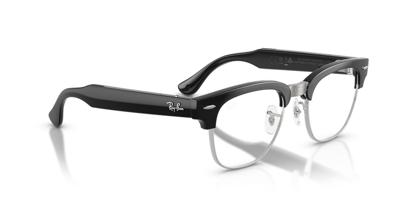 Ray-Ban Meta Audio Clubmaster Optics in Black on Silver (2000) - Temple Detail