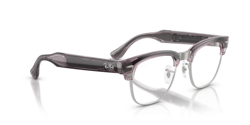 Ray-Ban Meta Audio Clubmaster Optics in Transparent Orchid (8550) - Alternate View