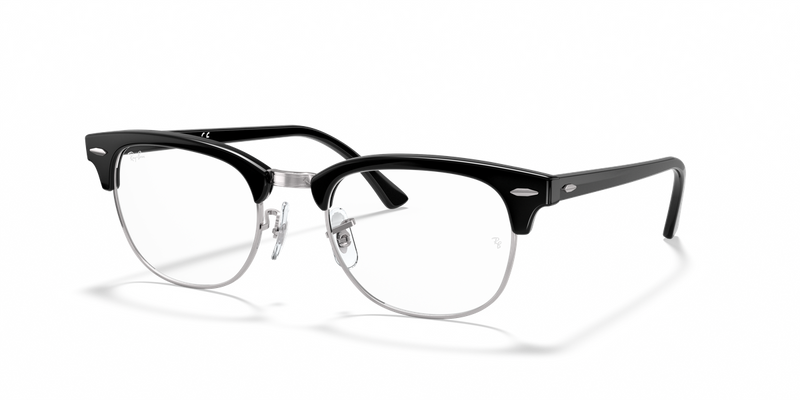 Ray-Ban CLUBMASTER in Black On Silver / Clear (2000) - Front View