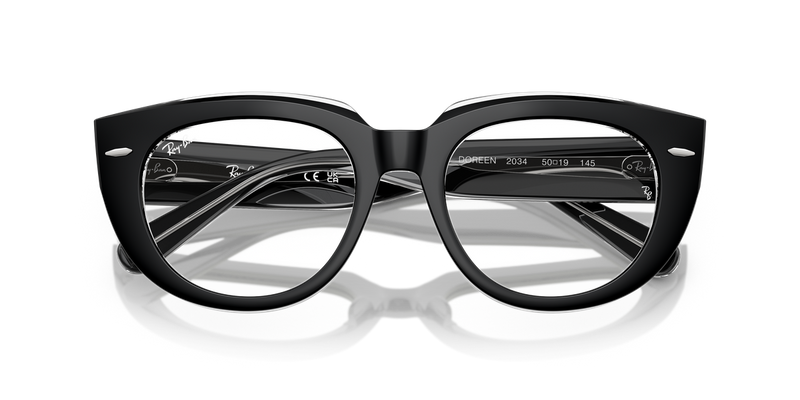 Ray-Ban DOREEN in Black On Transparent / Clear (2034) - Side View