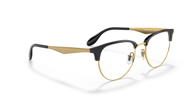 Ray-Ban RX6396 in Black On Gold / Clear (5784) - Alternate View