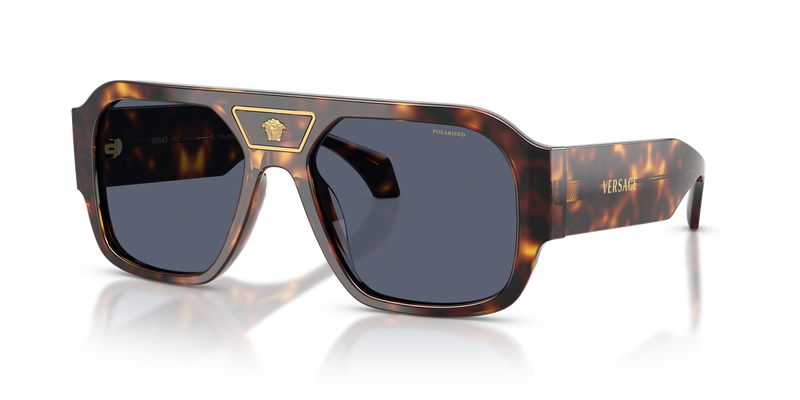 Versace VE4508U in Havana / Dark Blue Polarized (55372V) - Front View