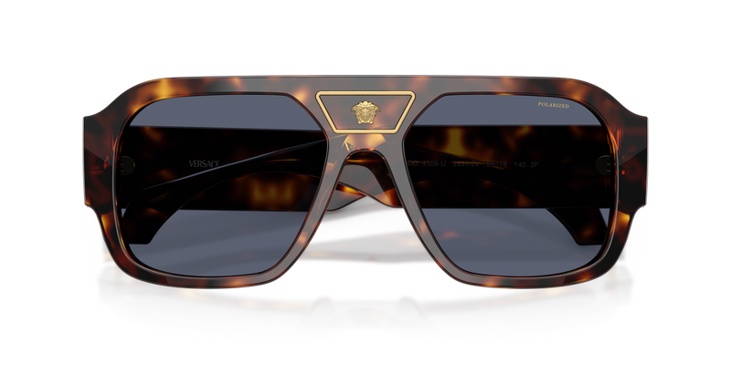 Versace VE4508U in Havana / Dark Blue Polarized (55372V) - Side View