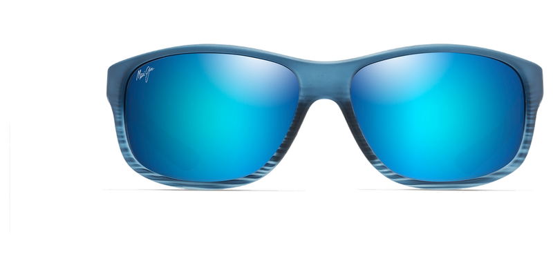 Maui Jim Kaiwi Channel in Blue Black Stripe / Blue Hawaii (B840-03S) - Temple Detail