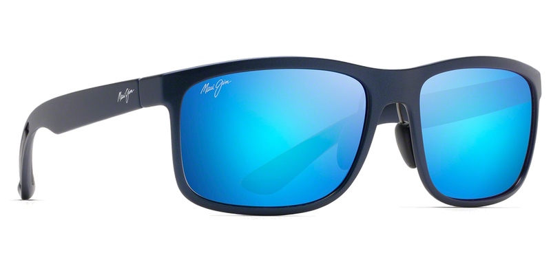 Maui Jim Huelo in Matte Blue / Blue Hawaii (B449-03) - Temple Detail