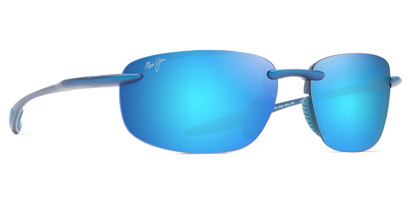 Maui Jim Ho‘okipa Ultra in Metal Matte Blue / Blue Hawaii (B676-03) - Temple Detail