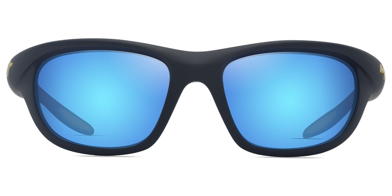 Maui Jim Haulani in Matte Solid Dark Blue with Yellow / Blue Hawaii (B349-03A) - Temple Detail