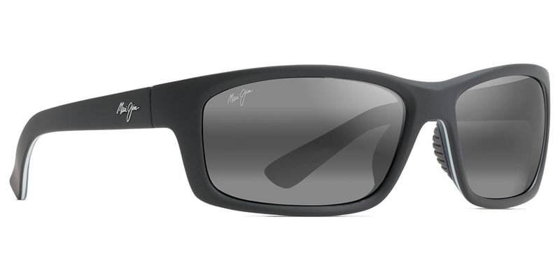 Maui Jim Kanaio Coast in Matte Soft Black with White and Blue / Neutral Grey (766-02MD) - Side View