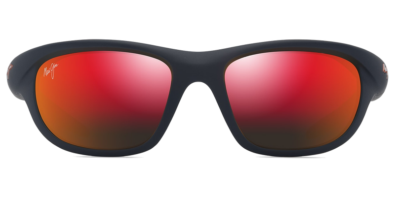 Maui Jim Haulani in Matte Solid Dark Blue with Orange / HAWAII LAVA™ (RM349-03) - Temple Detail