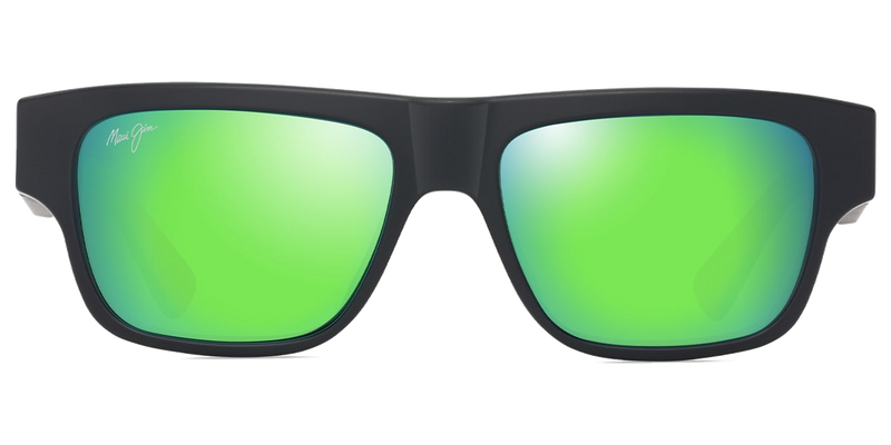 Maui Jim Kōkua in Matte Black with Interior White Gradient Effect / MAUIGreen® (GM638-02) - Temple Detail