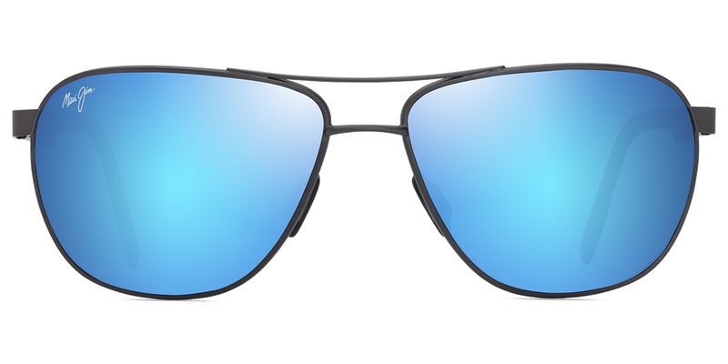 Maui Jim Castles in Matte Dark Ruthenium with Black / Blue Hawaii (B728-17) - Temple Detail