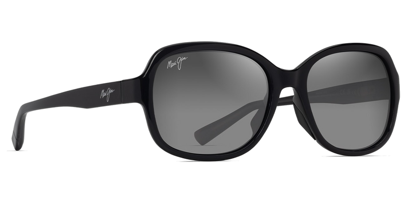 Maui Jim Hiluhilu in Shiny Black / Neutral Grey (GS355-02) - Side View