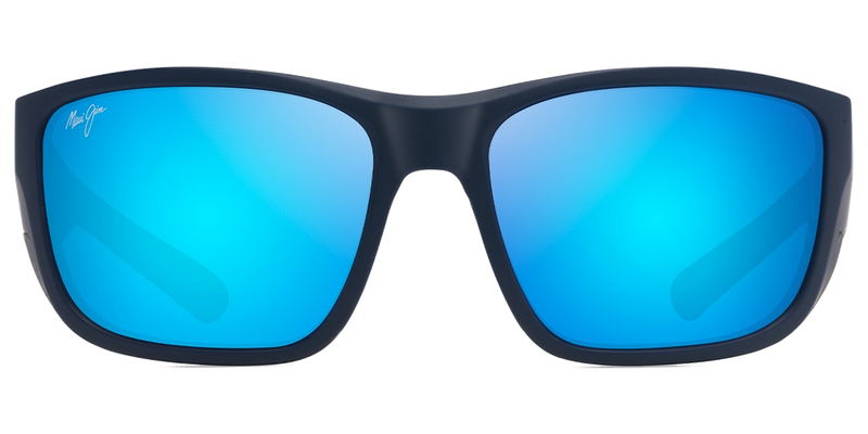 Maui Jim Amberjack in Matte Dark Navy with Black rubber / Blue Hawaii (B896-03) - Temple Detail